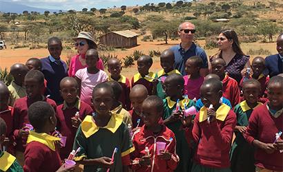 Drs. Loomer, Buischi, DeCampos, Masai at a village in East Africa