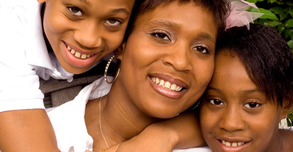 picture of mother, daughter and son