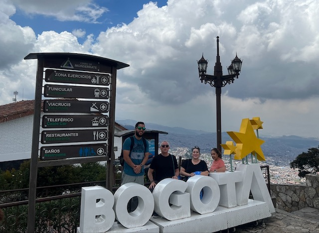 Students and faculty pose in Bogota, Colombia during spring break trip.