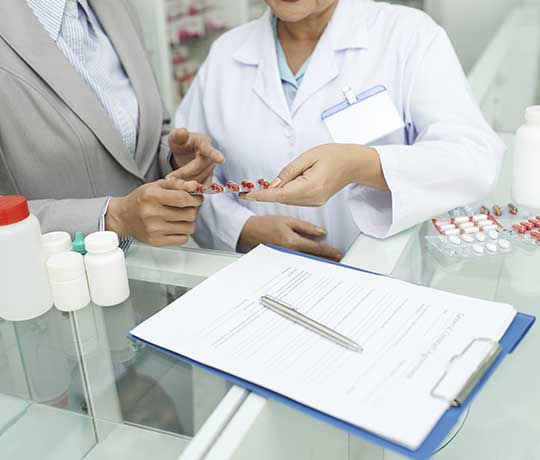 Physician with patient