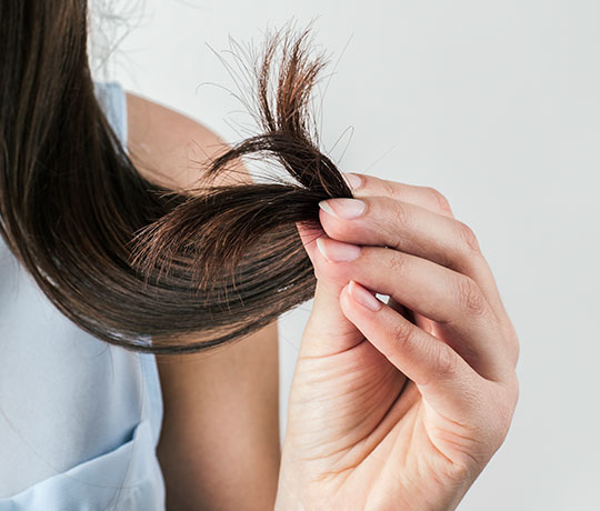 Close-up of the ends of a woman's hair