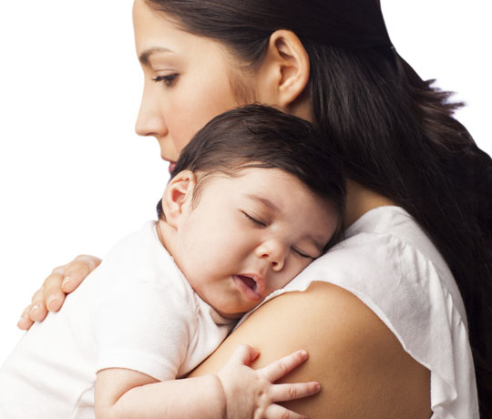 mom with sleeping baby