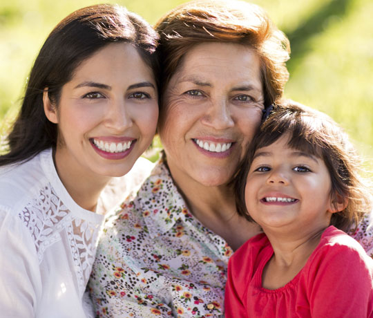 Happy grandmother with family