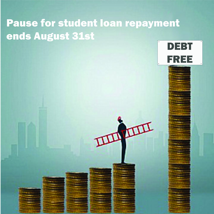 Pause for student loan repayment ends August 31st, 2022