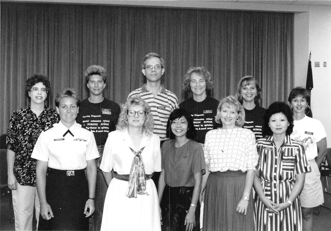 black and white image nuring students