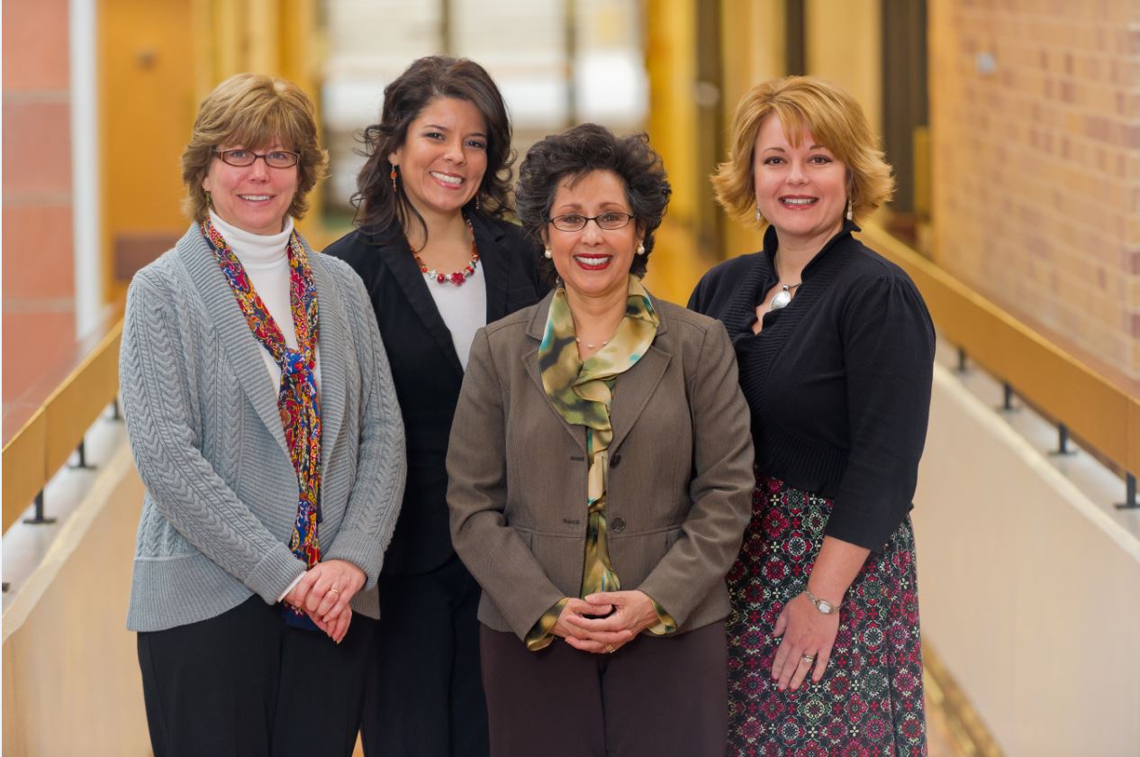 (Left to right) The Department of Lifelong Learning, Joyce Borgfeld M.S.N., RN, NE-BCl; Cynthia Gutierrez, Laura Alvarado, USAF, NC (Ret.), and Sherece McGoon.