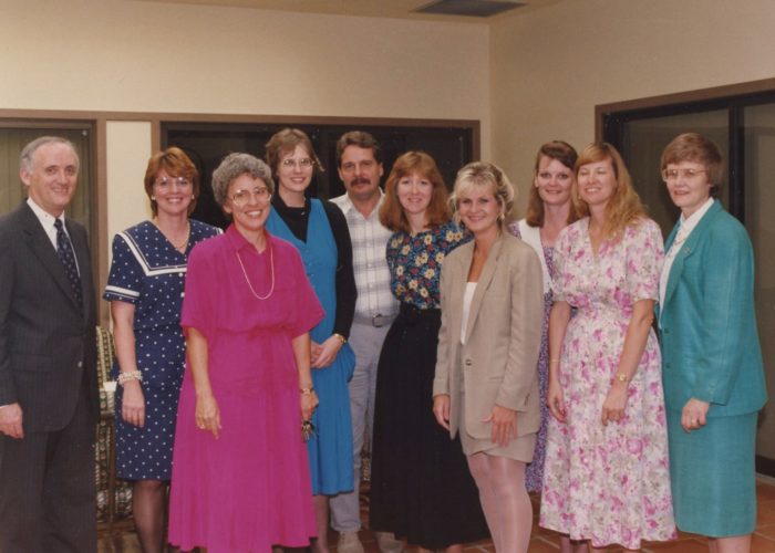 President John P. Howe III, and Dean Patty L. Hawken, Ph.D., RN, FAAN, with the first Ph.D. Class.