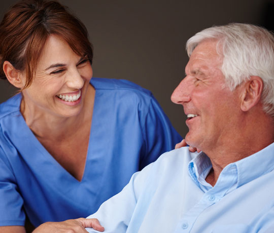 Eldery man with nurse