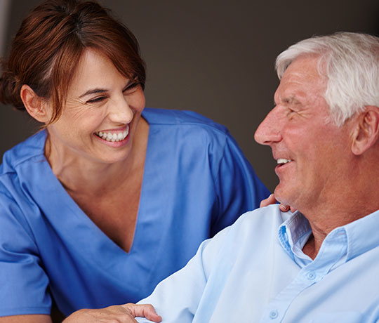 Mature man with nurse