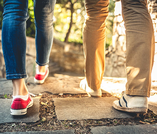 Man and woman walking