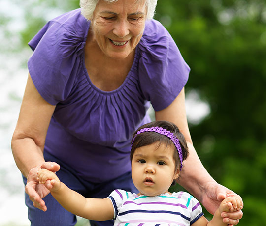 Mature woman with toddler