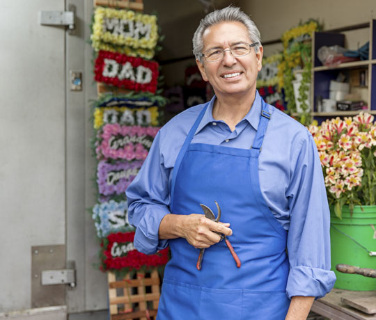 Happy man working