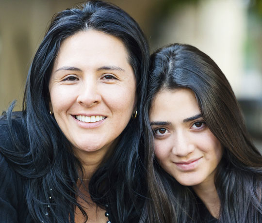 happy mother and daughter