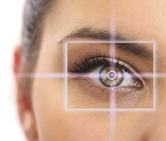 Woman's eye with laser