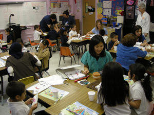 Image of Freshman students doing oral health promotion