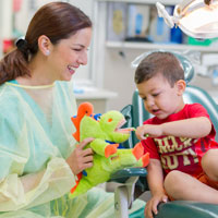 pediatric dentist Dr Maria Cervantes with one of her patients