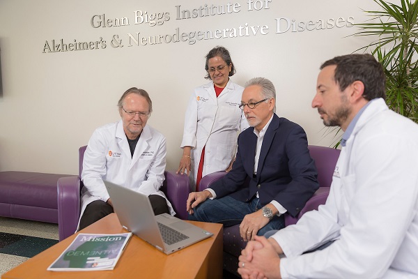 Photo of Dr. Lechleiter, Dr. Seshadri, Rick Morris, and Dr. Jaramillo