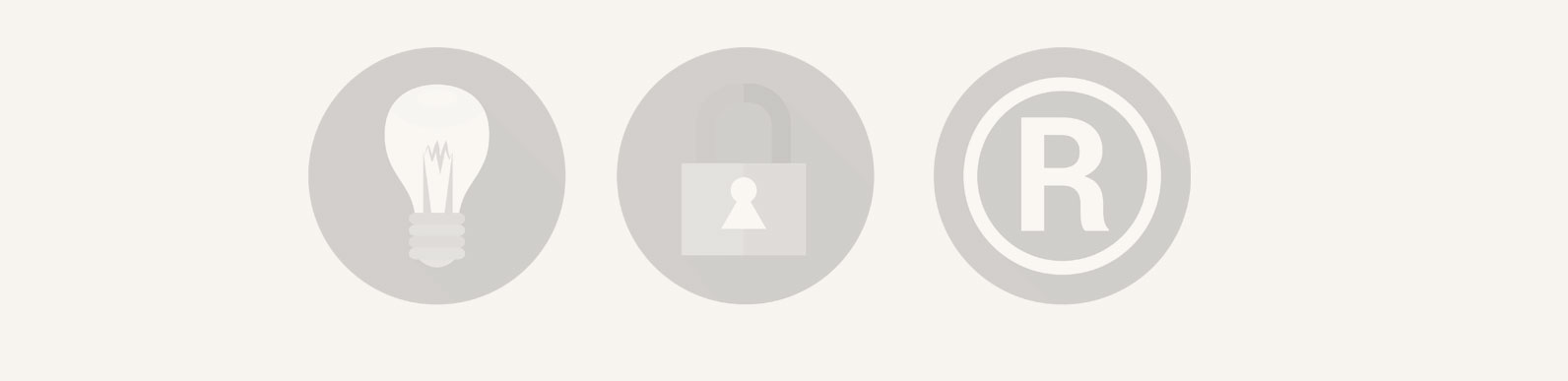 lightbulb, lock, and trademark symbol