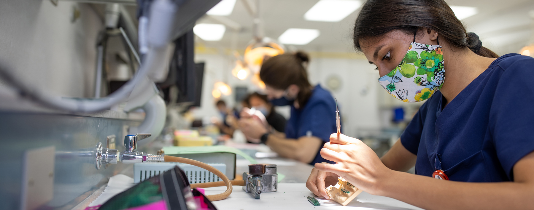 student working in lab