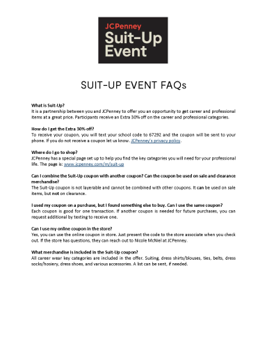 JCPenney Suit-Up Event FAQs