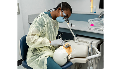 Dental school student examines dental school tuition and how to pay for a DDS degree with financial aid and scholarships.